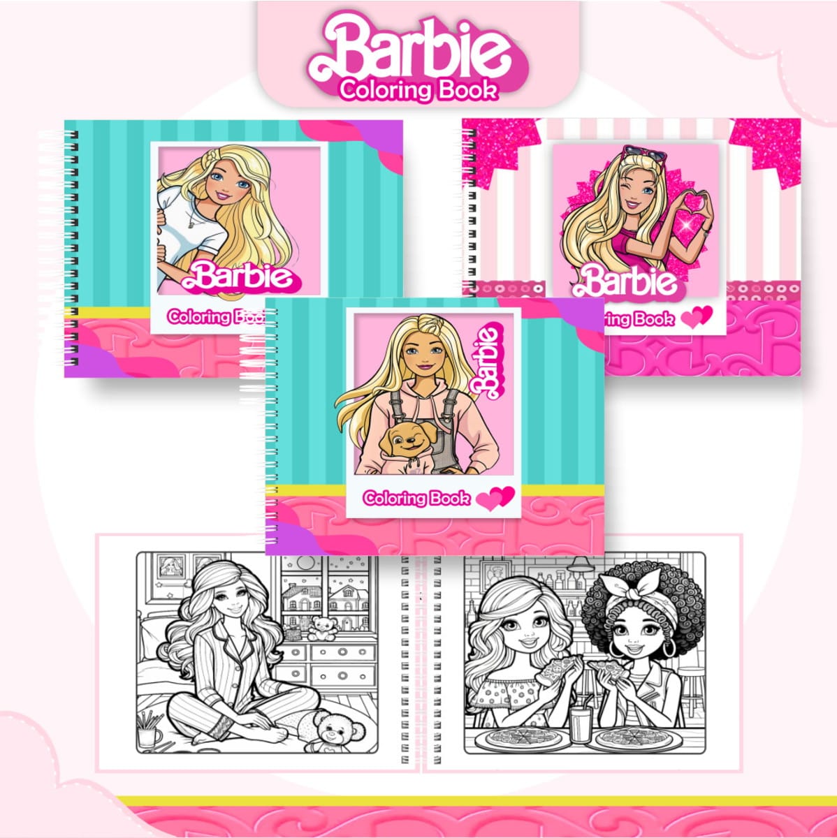 Livro de Colorir Barbie Digital PDF e PNG para Imprimir 1 Colorindo Book Barbie Arquivo Digital