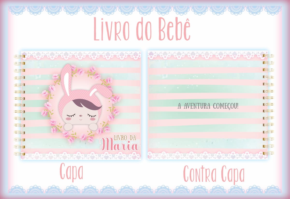 Livro do Bebê Digital Coelhinha Rosa para Imprimir 1 Livro do Bebê Digital Coelhinha Rosa para Imprimir