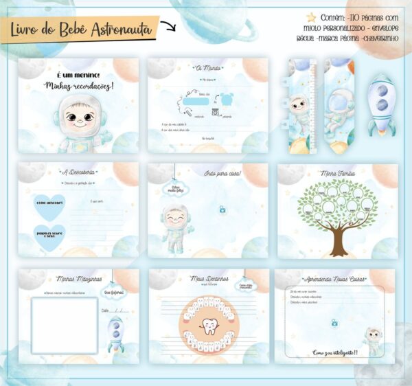 Livro Do Bebê Astronauta Aquarela - Arquivo Digital