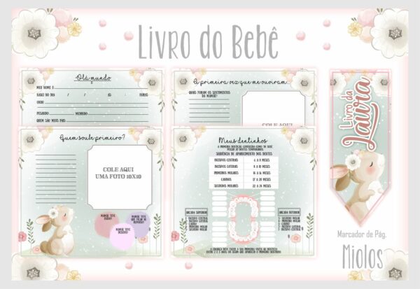 Livro do Bebê Coelhinha Neutra Menina - Arquivo Digital