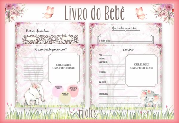 Livro do Bebê Elefante Rosa - Arquivo Digital