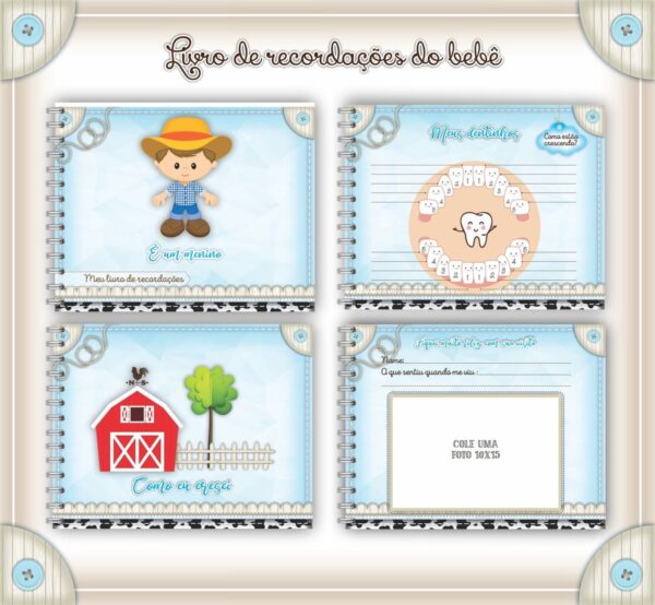 Livro do Bebê Fazendinha Menino - Arquivo Digital