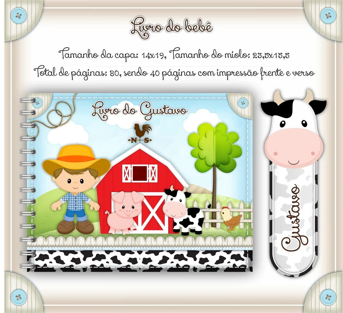 Livro do Bebê Fazendinha Menino - Arquivo Digital