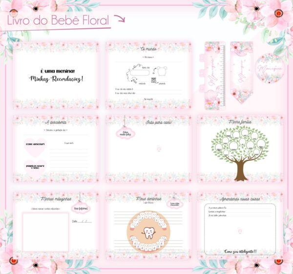 Livro Do Bebê Floral Delicado - Arquivo Digital