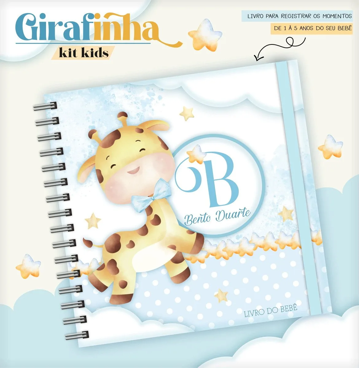 Livro do Bebê Girafinha Menino Azul - Arquivo Digital