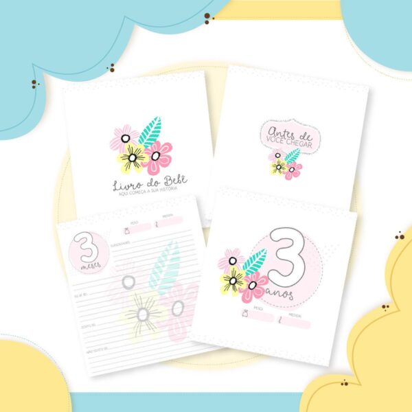 Livro do bebê Minimalista Menina - Arquivo Digital