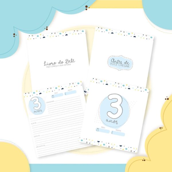 Livro do bebê Minimalista Menino - Arquivo Digital