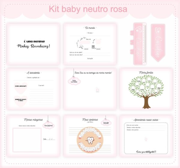 Livro do Bebê Neutro Rosa - Arquivo Digital