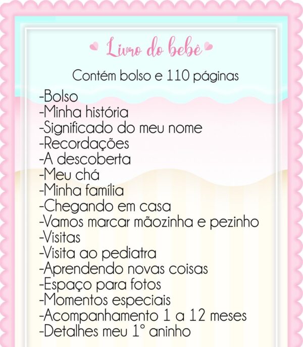 Livro do Bebê Neutro Rosa - Arquivo Digital