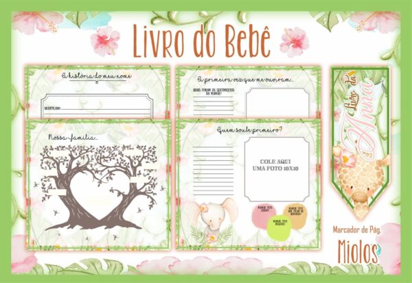 Livro do Bebê Safari Menina I - Arquivo Digital