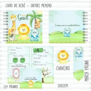 Livro do Bebê Safari Menino Verde - Arquivo Digital