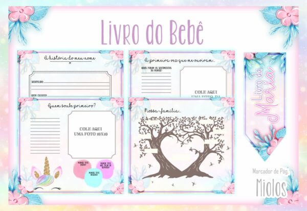 Livro do Bebê Unicornio Glitter - Arquivo Digital