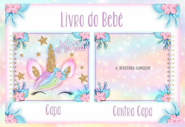 Livro do Bebê Unicornio Glitter - Arquivo Digital