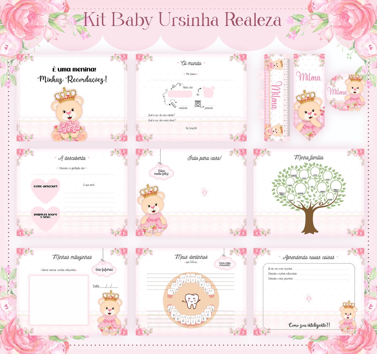 Livro do Bebê Digital Ursinha Realeza para Imprimir 2 Livro do Bebê Digital Ursinha Realeza para Imprimir - Imagem 2