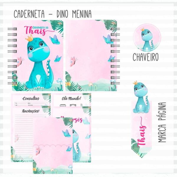 Livro e Caderneta Vacina Dino Menina - Arquivo Digital