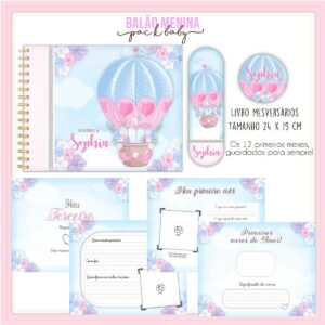 Livro Mesversário Balão Menina - Arquivo Digital