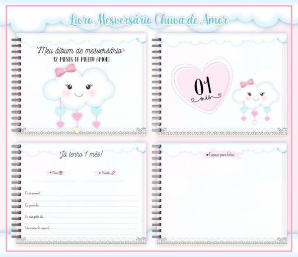 Livro Mesversário Chuva de Amor Menina - Arquivo Digital
