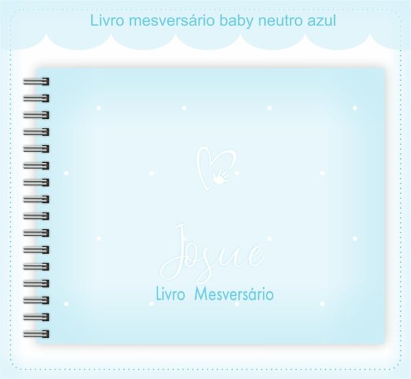 Livro Mesversário Neutro Azul Menino - Arquivo Digital