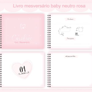 livro mesversario neutro rosa arquivo digital