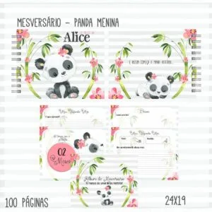 Livro Mêsversário Panda Menina Cute - Arquivo Digital