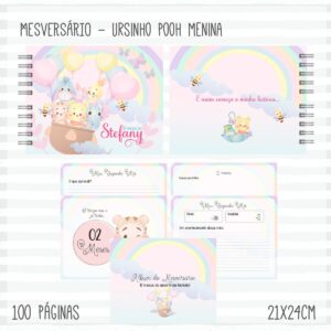 Livro Mêsversário Pooh Menina - Arquivo Digital