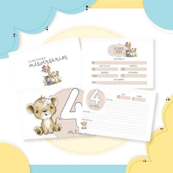 Livro Mêsversário Safari Menina - Arquivo Digital