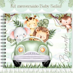 Livro Mesversário Safari Verde Menino - Arquivo Digital
