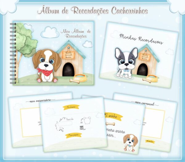Livro Recordações Bebê Cachorrinhos - Arquivo Digital