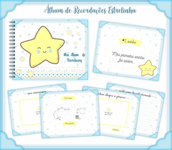 Livro Recordações Bebê Estrelinha Menina - Arquivo Digital