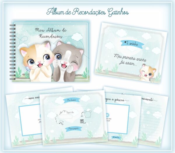 Livro Recordações Bebê Gatinhos - Arquivo Digital