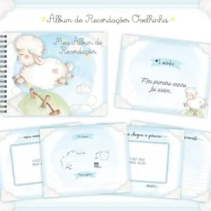 Livro Recordações Bebê Ovelha Menino - Arquivo Digital