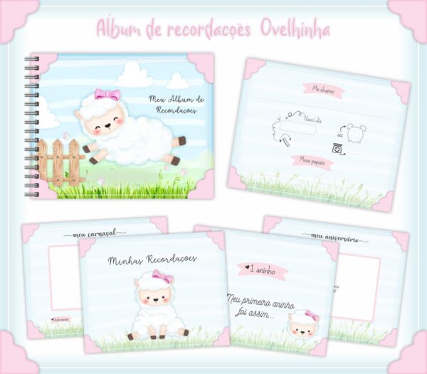 Livro Recordações Bebê Ovelhinha Menina - Arquivo Digital