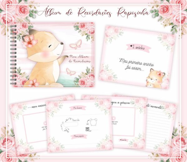 Livro Recordações Bebê Raposinha - Arquivo Digital