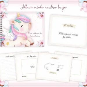 Livro Recordações Bebê Unicórnio - Arquivo Digital