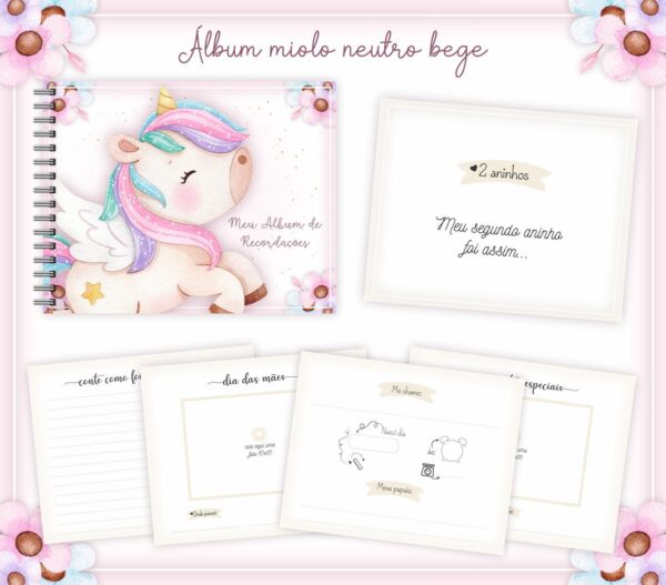 Livro Recordações Bebê Unicórnio - Arquivo Digital