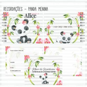 Livro Recordações do Bebê Panda Menina Cut - Arquivo Digital