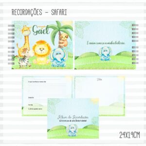 Livro Recordações do Bebê Safari Menino - Arquivo Digital