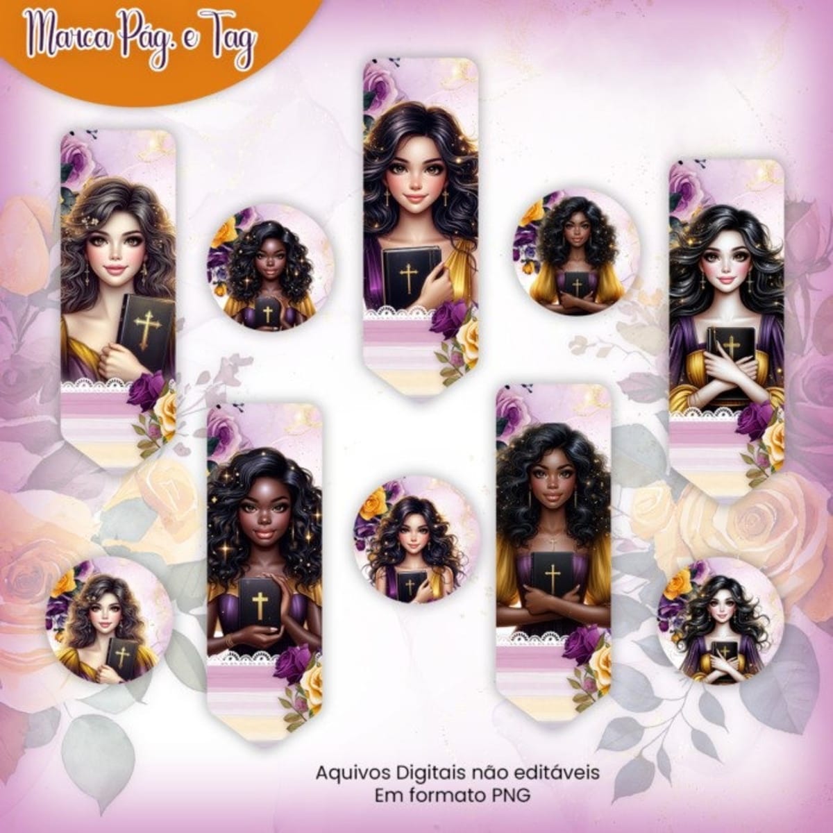 Marca Paginas Crista PNG Mulheres Afro para Imprimir