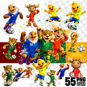 Mascotes Copa 2026 Kit Digital PNG Pronto para Criar