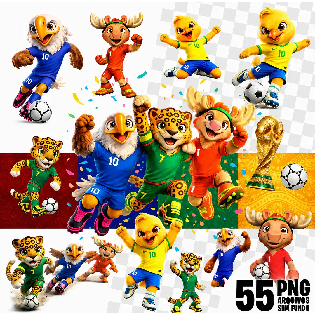 Mascotes Copa 2026 Kit Digital PNG Pronto para Criar 1 Mascotes Copa 2026 Kit Digital PNG Pronto para Criar