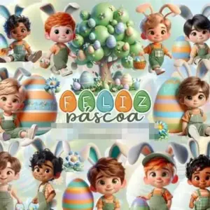 Mascotinhos Da Pascoa Meninos Png Kit Digital Para Decoracao