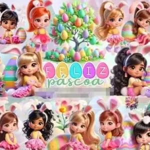 Mascotinhos Fofos Pascoa Meninas Kit Digital Download