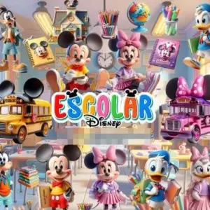 Material Escolar Disney Mickey Minnie Kit Digital Png