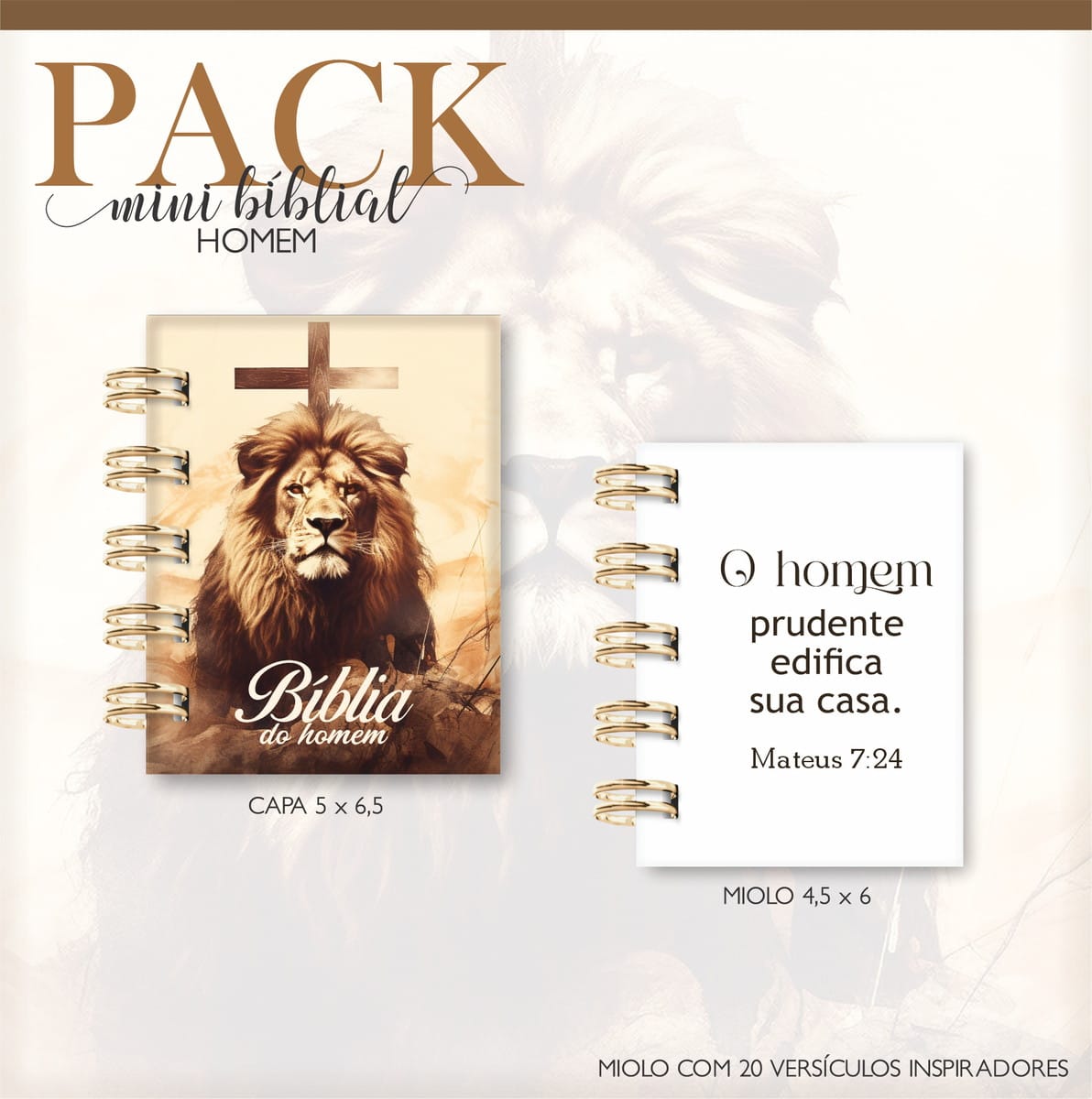 Kit Digital Mini Bíblia Homem Leão e Cruz para Sublimação 1 Kit Digital Mini Bíblia Homem Leão e Cruz para Sublimação