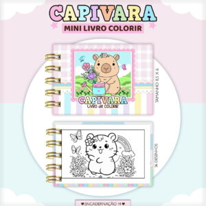 Kit Mini Colorir Capivara digital em PDF e PNG 33 mini colorir capivara arquivo digital