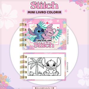 Kit Digital Mini Colorir Stitch para Scrap e Festa 12 mini colorir stitch arquivo digital