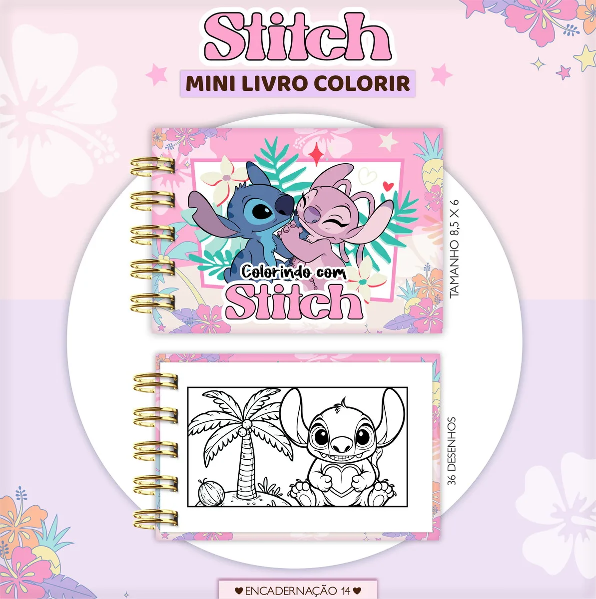 Kit Digital Mini Colorir Stitch para Scrap e Festa 1 Kit Digital Mini Colorir Stitch para Scrap e Festa