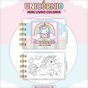 Kit Digital Mini Colorir Unicórnio para Festa Infantil 37 mini colorir unicornio arquivo digital