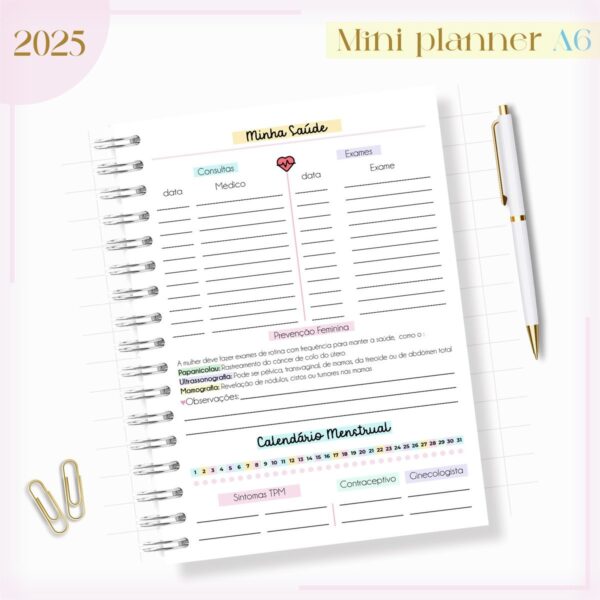 Mini Planner A6 2025 - Arquivo Digital