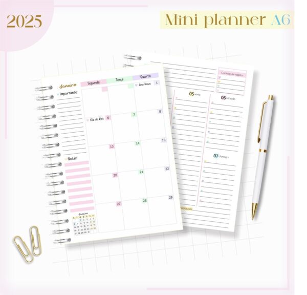 Mini Planner A6 2025 - Arquivo Digital